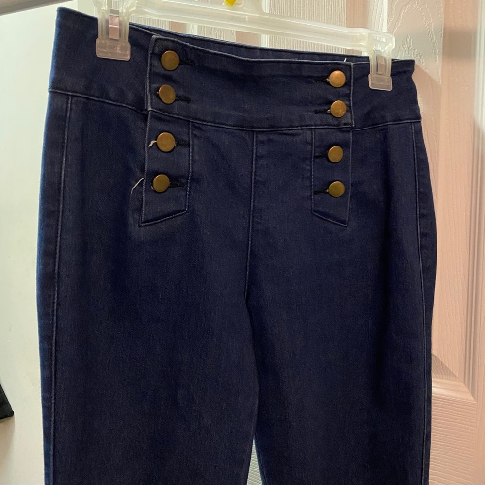 Double Button Dark Blue Skinny Jeans